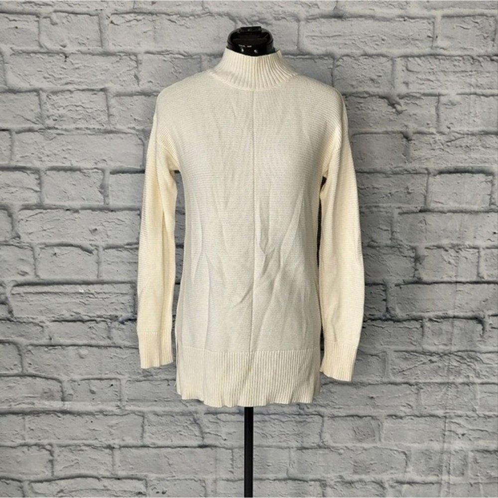 TALBOT'S women's cream turtleneck long sleeve pullover cotton blend sweater SP